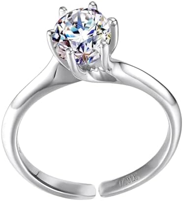 HighSpark 925 Silver Solitaire Rings for Women | Adjustable Contemporary Style | 92.5 Sterling Silver & Diamond Like Brilliance Sparkling Zirconia | Lovely Gift - Martini