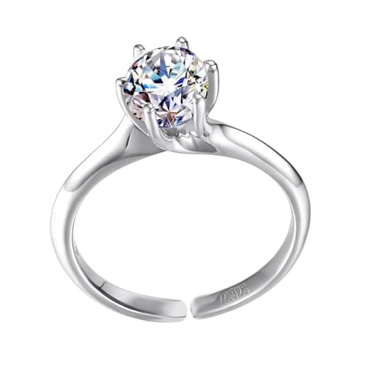 HighSpark 925 Silver Solitaire Rings for Women | Adjustable Contemporary Style | 92.5 Sterling Silver & Diamond Like Brilliance Sparkling Zirconia | Lovely Gift - Martini