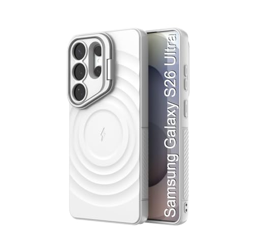 Image of LuxuryKase Shockproof Case for Samsung Galaxy S26 Ultra | Ripple Pattern | Camera Protection | Inner Velvet Fabric Lining | Protective Cover with Enhanced Grip & Wireless Charging Support - White