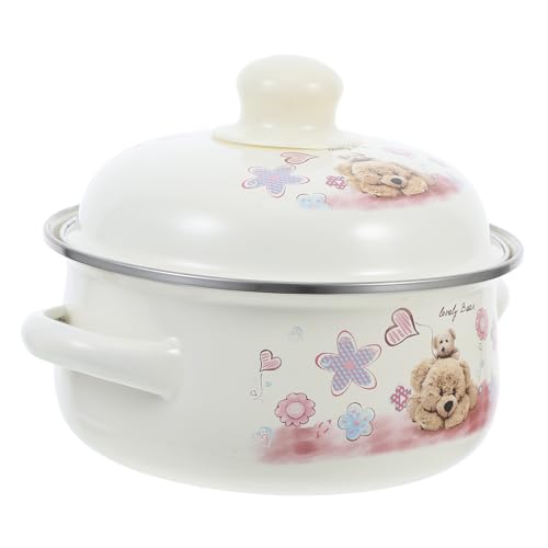 Cabilock 1 Pieza Olla de Estofado Esmaltada Retro Tapa y Asas para Sopa y Guisos Diseño Aleatorio para Cocinar Casa y Fiestas
