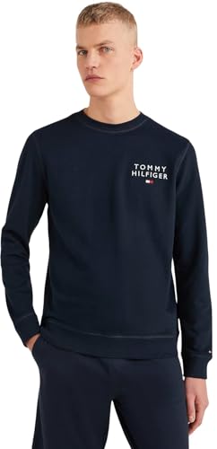 Tommy Hilfiger Herren Sweatshirt ohne Kapuze, Blau (Desert Sky), L