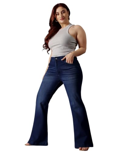 Image of Miss Chase A+ Women's Wide-Leg High-Rise Regular-Length Stretchable Shaping Denim Jeans