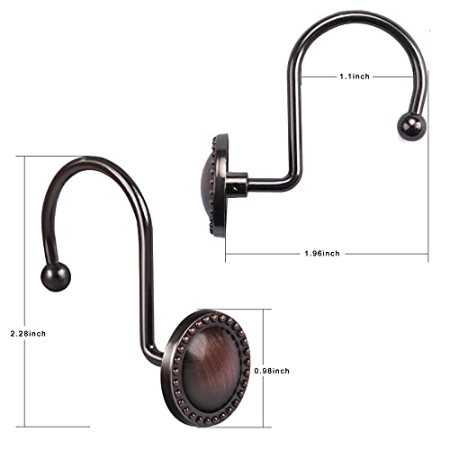 Shower Curtain Hooks, Oil Rubbed Bronze Shower Hooks Rings, Rust Resistant Shower Hooks For Curtain, Decorative Shower Curtain Hooks For Bathroom Shower Rod, Set Of 12 #TOP4