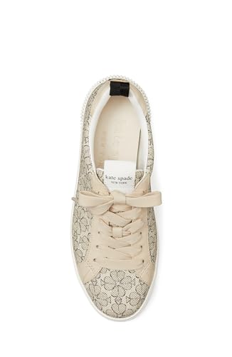 kate spade new york Women's Spade Flower Lace Up Sneaker, Neutral Multi, 8.53