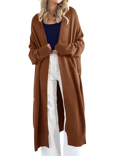 Image of Danedvi Womens Long Cardigan Sweaters 2026 Spring Chunky Knit Oversized Slouchy Open Front Warm Coats with Pockets
