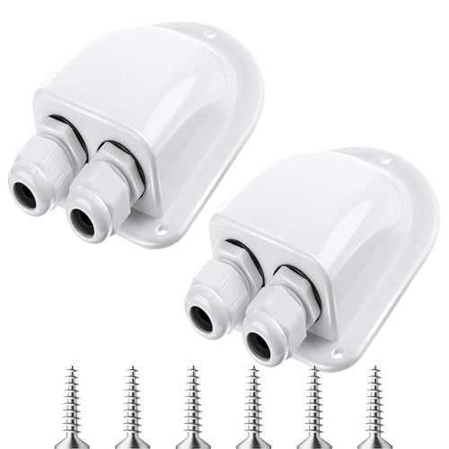 Enhon 2 Pack Solar Cable Entry Gland, Weather Resistant Solar Gland, Dual Cable Entry Housing for...