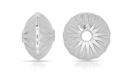 Sterling Silver 3.3x2mm Corrugated Shiny Saucer Beads 0.9mm Hole - 50pcs (6301)/1