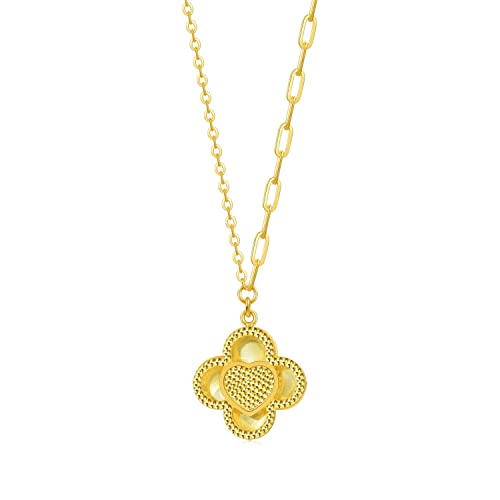 CHOW SANG SANG 999 24K Solid Gold Essence Dazzling Four-Leafs Clover Necklace for Women 93442N 47cm Price-by-Weight 4.86g Gold4