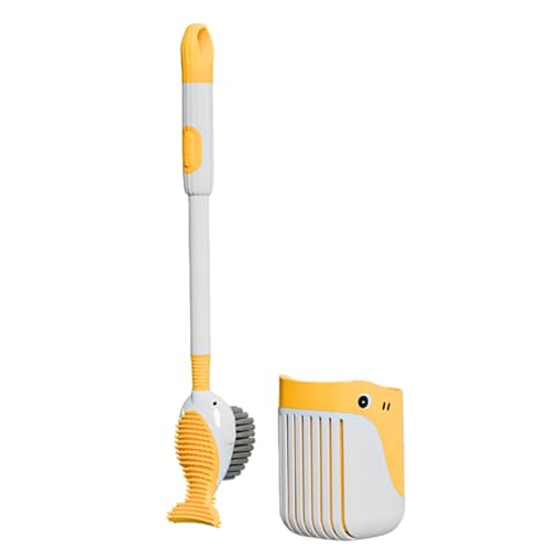 Juego de escobilla de inodoro y soporte – Escobilla de inodoro y soporte | Juego de portaescobillas para inodoro con dispensador de mango recargable, limpieza profunda, juego de portaescobillas para
