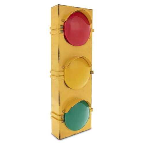 Light Up Traffic Light Lamp Decor for Wall Mount - Battery-Powered Kids Stop Light Lamp with Blinking Red, Yellow & Green Lights - Hanging 23.5" Traffic Signs Wall Decor for Bedroom, Classroom, Garage