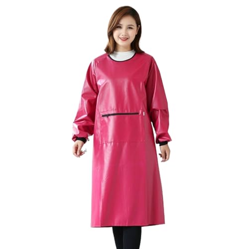 JTZYM Tablier Imperméable Femme à Manches Longues avec Poches, Blouse Utilitaire Polyvalente pour Cuisine, Vaisselle, Jardinage et Travail, Idéal pour Activités Domestiques