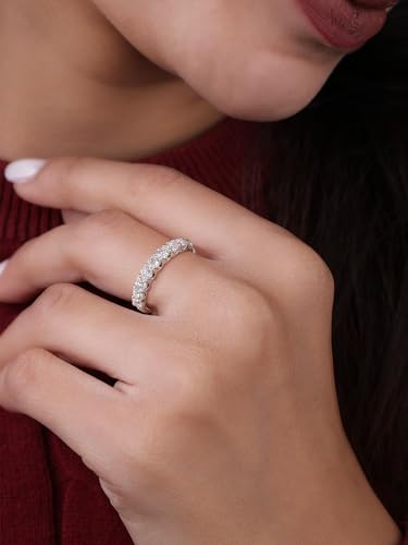 KSTYLE 3.0mm 9 Stones Moissanite Wedding Band for Women |D Color-VVS1| Anniversary Ring 18K White Gold Plated S925 Sterling Silver Ring Moissanite Eternity Band Rings for Women2