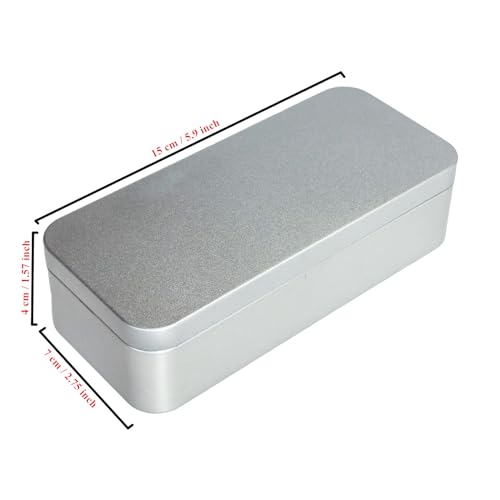Image of 7 Pieces Rectangular Metal Empty Tins Containers, Silver
