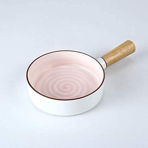 ERoomQ Pasta Bowls Home Big Wrist Creative Ceramic Bowl Italian Salad Bowl with Wooden Handle Dessert Bowl Fruit Bowl Bowl Dessert Bowls Western Decorativ,Blue-25.6X15.3X4.6CM (Pink 25.6X15.3X4.6CM)