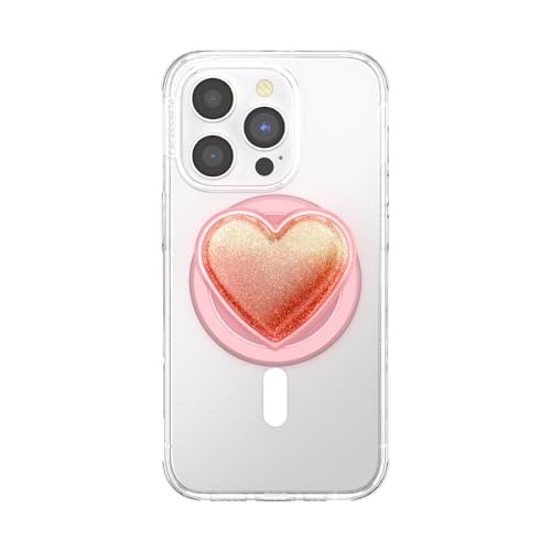 Image of PopSockets Phone Grip for MagSafe, Magnetic Holder, Phone Stand, Heart - Squishy Tidepool Heart Pinky