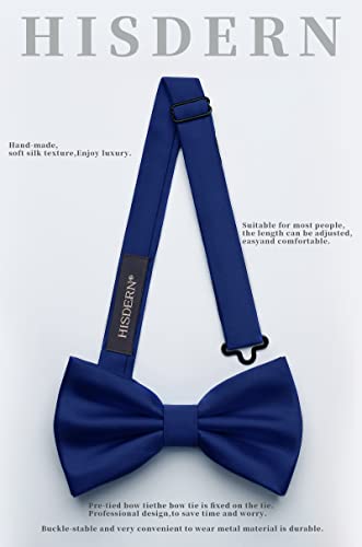 Image of HISDERN Bow Ties for Men Solid Color Pre-Tie Bow Tie and Pocket Square Set Classic Formal Tuxedo Bowties for Wedding Party