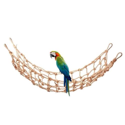 Image of Tnfeeon Climbing Net, Hemp Rope Hanging Swing for Medium to Large Parrots, Bird Cage Toy for Climbing Exercise and Play