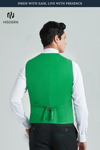 Image of HISDERN Mens Suit Vest Business Casual Dress Waistcoat Vest Solid Color Formal Wedding Vests for Suits or Tuxedo