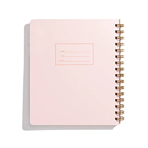Cahier gaucher ligné IPPINKA anti-froissement avec spirale dorée et couverture rose