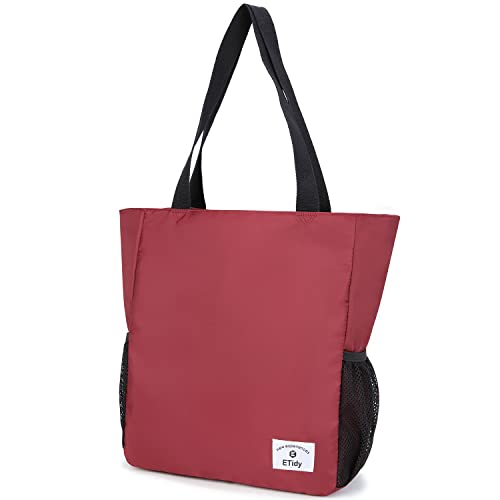 Image of ETidy Large Capacity Foldable Tote Bag With Zipper | Water-resistant, Lightweight, Sandproof, Beach Bag, Gym Bag, Travel Shopping Bag