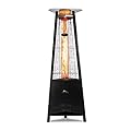 Paragon Outdoor 42,000 BTU Inferno Outdoor Propane Patio Heater with Wheels, Stainless Steel with Hammered Black Finish, Adjustable Flame, Pyramid Outdoor Heater for Commercial and Residential Use