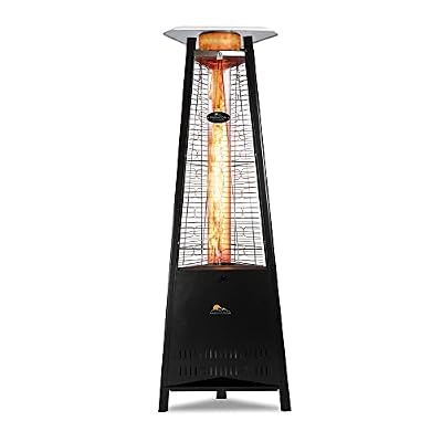 Paragon Outdoor 42,000 BTU Inferno Outdoor Propane Patio Heater with Wheels, Stainless Steel with Hammered Black Finish, Adjustable Flame, Pyramid Outdoor Heater for Commercial and Residential Use