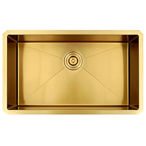Lonsince Undermount Kitchen Sink 30 X 18 Inch,Single Bowl Kitchen Sink Undermount,Gold Kitchen Sink,Undermount Stainless Steel Kitchen Sink #TOP5