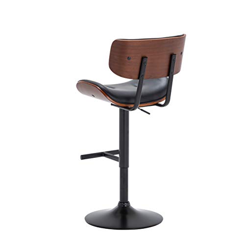 Belleze Adjustable Counter Height Bar Stools Set Of 2, Faux Leather Upholstered Swivel Barstools With Widen Back, Kitchen Counter Stools Mid Century Modern Bar Chairs - Avalon (Black) #TOP7