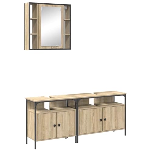 Muebles de baño para ganar espacio: conjunto de madera marrón con armarios 2