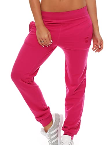 Gennadi Hoppe Damen Jogginghose Trainingshose Sweat Pants Sporthose Fitness Hose, H7760 pink XL