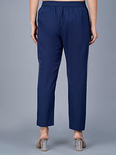 Image of Regular Fit Fully Elastic Waist Ankle Length Premium Cotton Casual Trouser Pant (Combo Pack of 2)