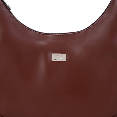 Image of K London Women's Vegan Leather Half Moon Bag | Stylish Black Shoulder Hobo | Compact Baguette Purse for Office, Casual, Party & Travel Use