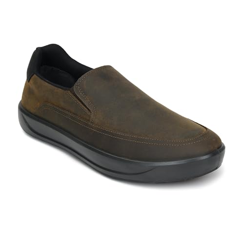 Image of Ergon Denver Genuine Leather Men's Formal Slip-On Shoes | Available in Black, Tan & Tan Napa | Cushioned Comfort | Office, Business Sizes UK 6-11