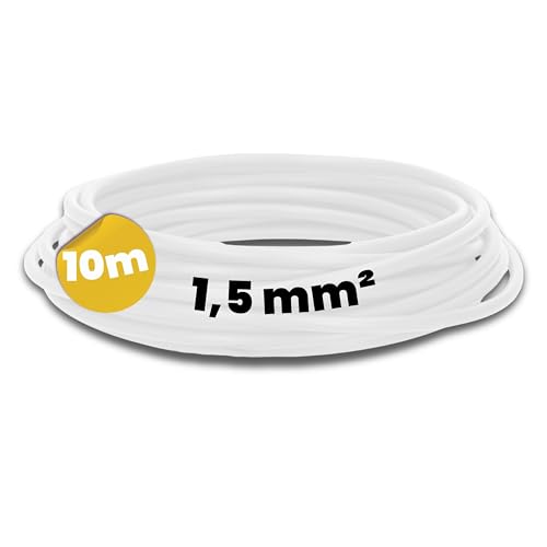 Kalitec 10 Metros H07V-K 1,5 mm² Cable Flexible Blanco I PVC Individual I Cableado Hostil I De Un Solo Cable