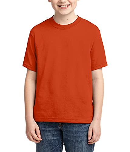 JustBlanks Youth Short Sleeve Tee Dri-Power Active Cotton-Polyester Cotton Performance T-Shirt Crewneck Tee for Big Boys