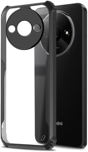 Zubitech Case for Redmi A3 | 360° Protection | Shockproof Crystal Clear Back Cover | Transparent (Black)