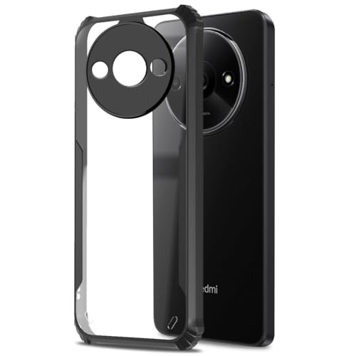 Zubitech Case for Redmi A3 | 360° Protection | Shockproof Crystal Clear Back Cover | Transparent (Black)
