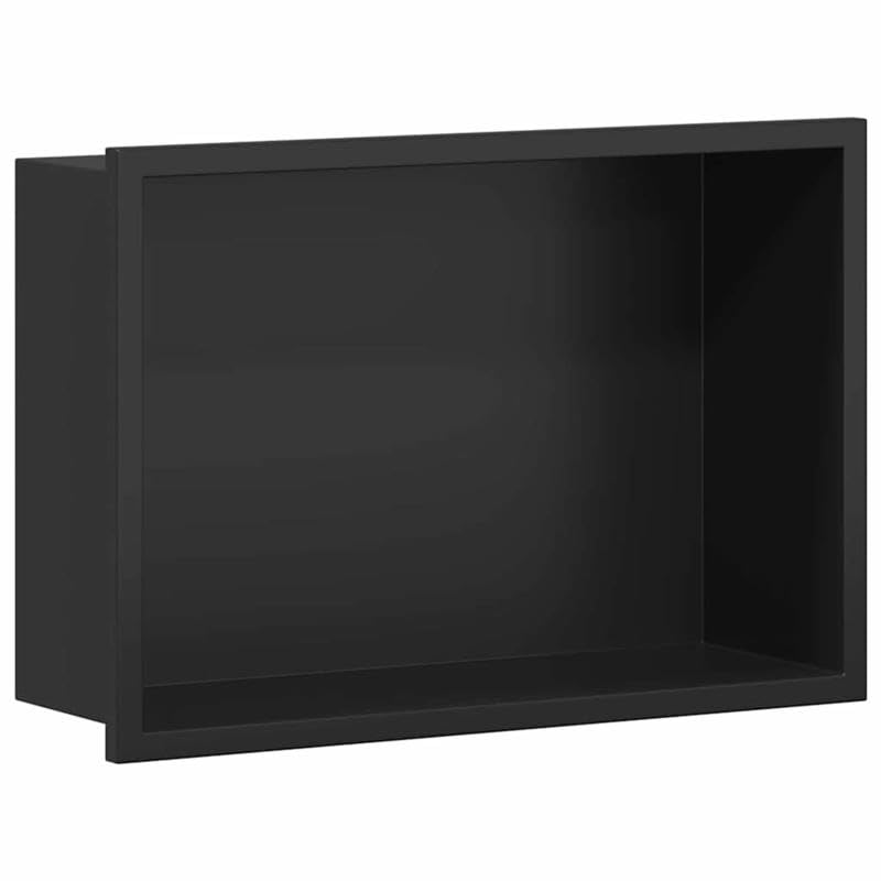 Ducha de acero inoxidable negro 30 x 20 x 9,5 cm – Almacenamiento práctico para cabinas de ducha y puertas – Inoxidable y duradero – Ahorra espacio y elegante