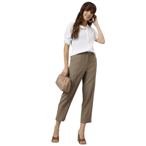 Image of Latin Quarters Women White Spread Collar Short Sleeves Solid Shirt for Casual Wear