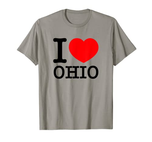 Maglietta con scritta "I Love (Heart) Ohio, motivo: cuore rosso e nero Maglietta