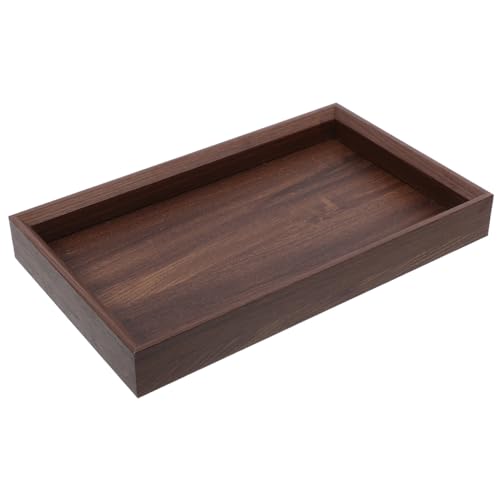 EXHUMKY Bandeja de Madera para Servir Rectangular 35X25 Cm Madera de Nogal Antideslizante para Cocina Salón de Bandeja Decorativa para Aperitivos