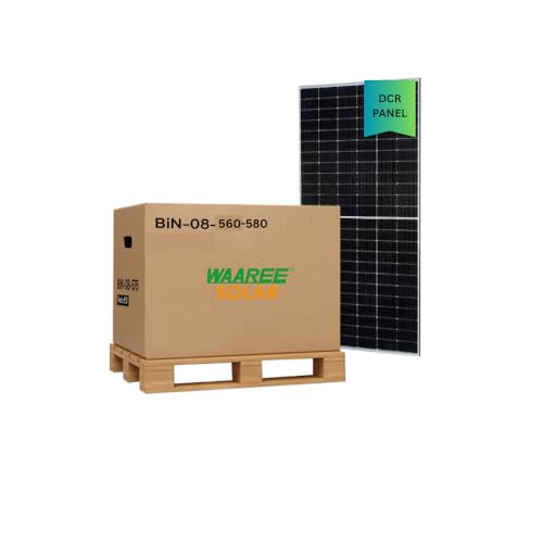 Image of WAAREE 560-580W TOPCon DCR Bifacial Solar Panel || High-Efficiency Mono PERC Half-Cut Technology | BIS & IEC Certified | Framed Dual Glass Bifacial | 30 Years Output Warranty | Pack of 36