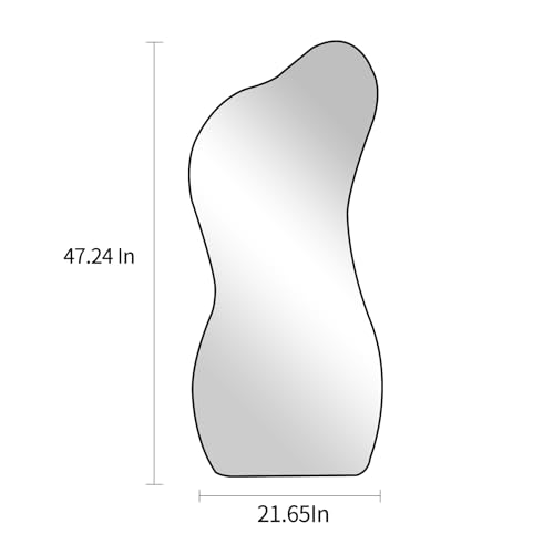 POZINO Irregular Mirror, Asymmetrical Wall Mirror, 47.2"x22" Frameless Abstract Mirrors for Wall, Modern Unique Shape Mirrors for Living Room Bathroom Bedroom Entryway Hallway