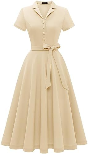 Wedtrend Women's Vintage Tea Dress, Short Sleeve Cocktail Party D...