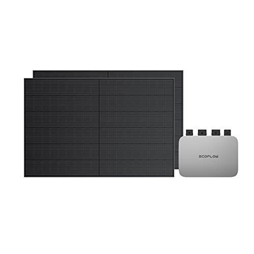 ECOFLOW Impianto fotovoltaico da balcone PowerStream,microinverter grid tie e pannelli solari rigidi 400W×2,compatibile con centrali elettriche portatili e Smart Plug ECOFLOW (Non è incluso il cavo)