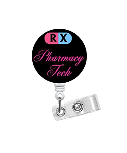 Pharmacy Tech Pill 1.5" - Retractable ID Badge Reel - RX Badge Holder - Pharmacy Tech Badge Reel - Badge Holder - Pharmacy Tech ID