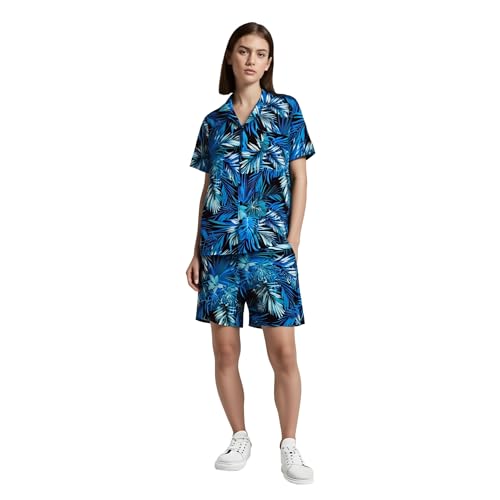 IFFEI Family Matching Outfits Short Sleeve Button Down Hawaiian Shirt and Short Sets for Men Women Kids with Pockets2