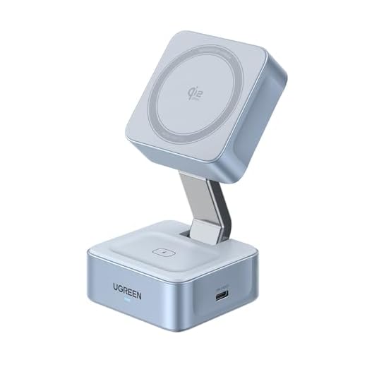 UGREEN Qi2 25W Magflow Wireless Charger Magsafe Charging Station 2-in-1 for iPhone 17/16/15/14/13/12 Pro Max, Fast Foldable Stand with USB-C Port, Compatible with AirPods, Dual Device Charging