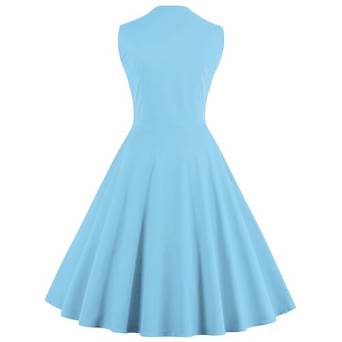Image of KILLREAL Women's Polka Dot Retro Vintage Style Cocktail Party Swing Dress | 1950 Pinup Style, Sleeveless, Side Zipper, Knee Length, A-Line Dress