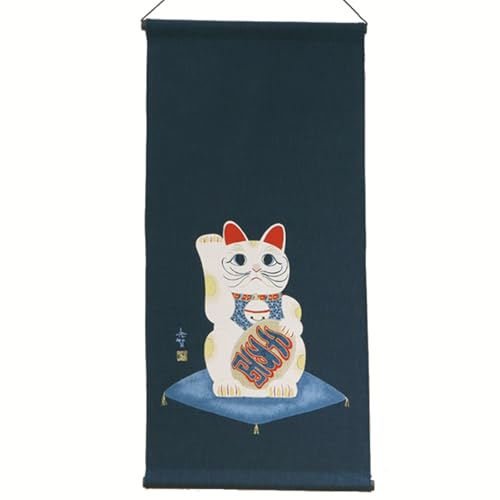丸全 タペストリー 綿大判タペストリー (紙管セット) 招き猫 約46×98cm 日本製 M-1